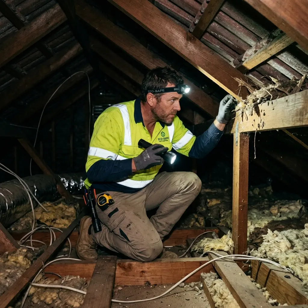 Technician locating dead rodents inside a Rangeview wall cavity with detection equipment