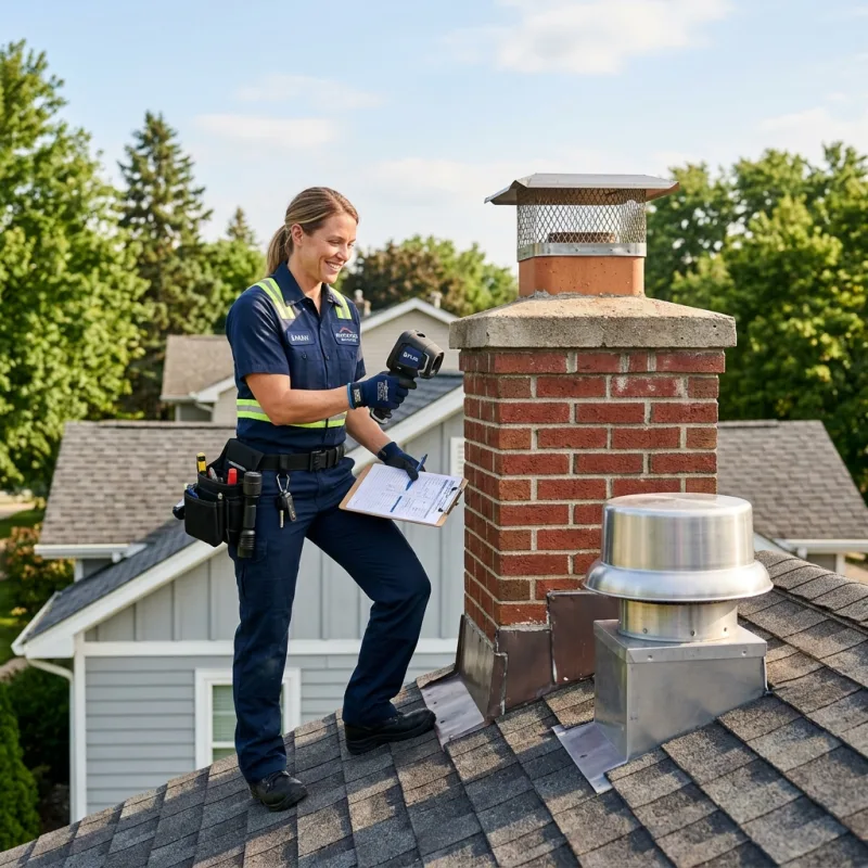Technician inspecting a Rangeview roof cavity and ductwork for a dead bird